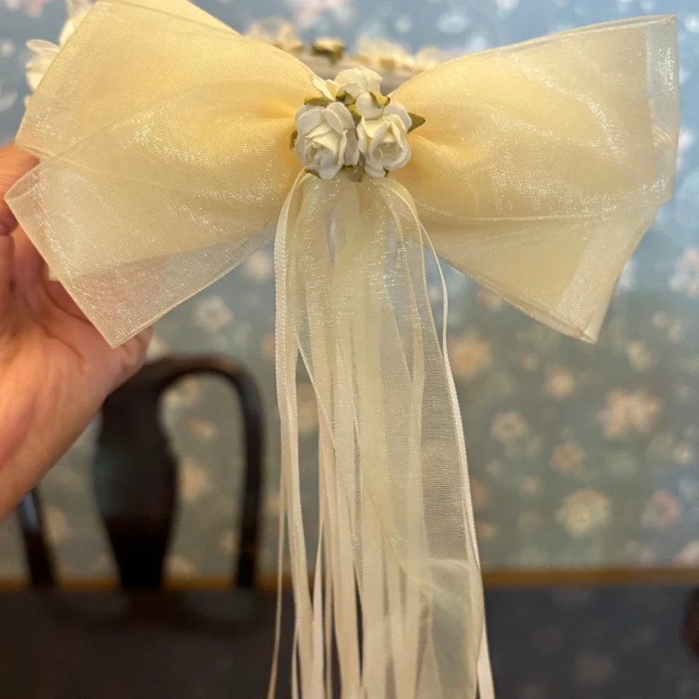 Kid's Dream Flower Girl‎ Headband Cream Floral Bow Comb Wedding First Communion